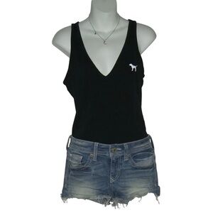 Pink Victoria's Secret Bodysuit Black Tank Beach Casual Sporty Athleisure Biker